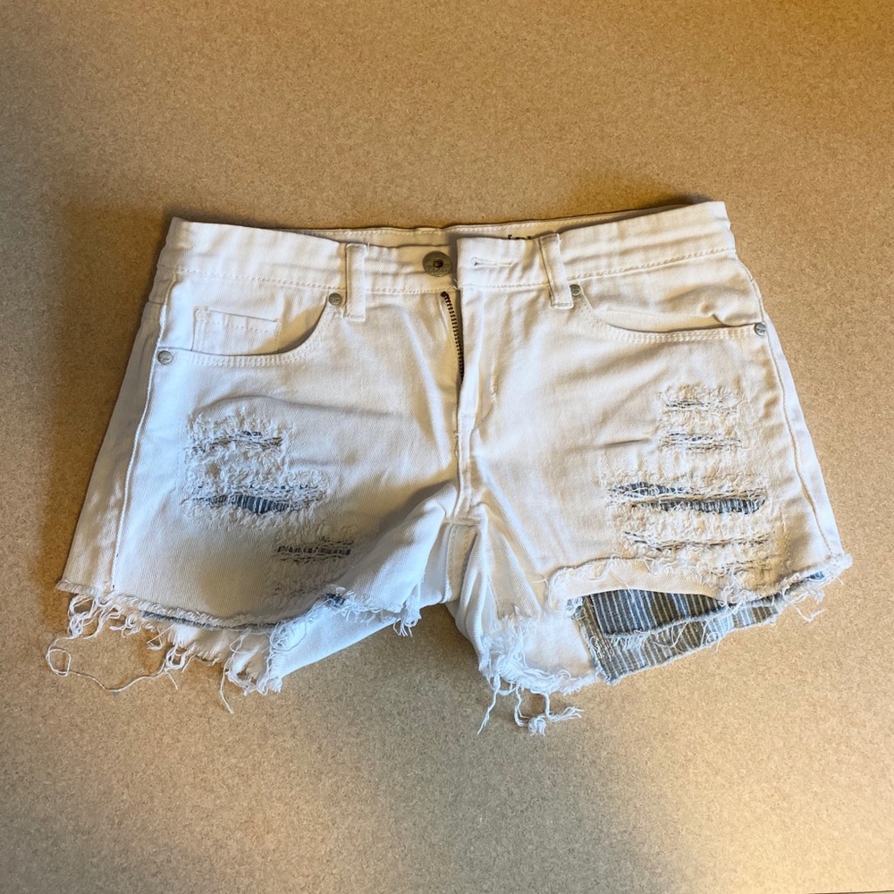 BLANKNYC White Cutoff Denim Jean Short Distressed